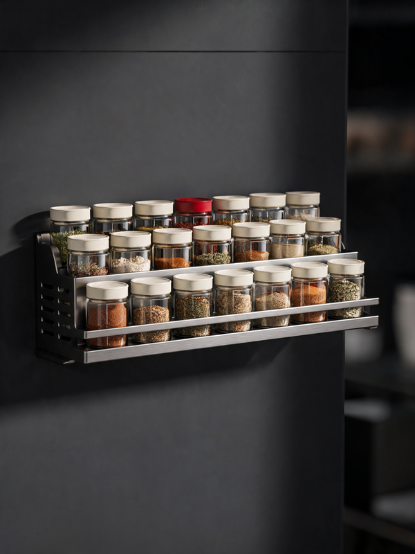 Wall spice rack and airtight food storage containers