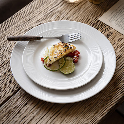 Embossed Retro Ceramic Dinner Plates