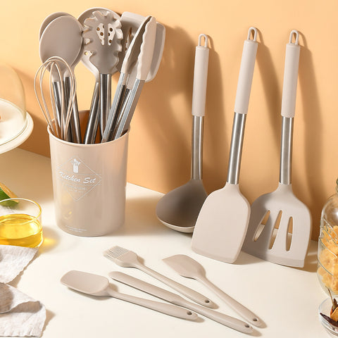 14-Piece Stainless Handle Silicone Cookware Set